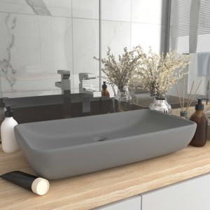 Lavabo de luxo cerâmico retangular cinza claro mate 71x38 cm D