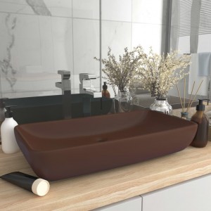 Lavabo de luxo cerâmica retangular marrom escuro mate 71x38 cm D