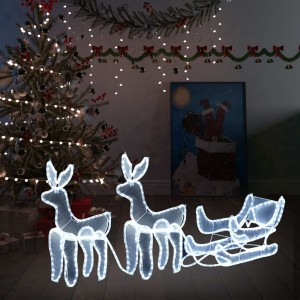 Luces de Navidad 2 renos y trineo con malla 648 LEDs D