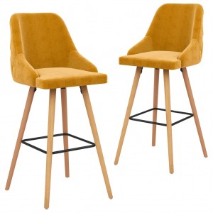 Taburetes de cocina 2 unidades terciopelo amarillo D