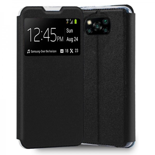 Funda Flip Cover Xiaomi Pocophone X3 Liso Negro D
