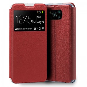 Funda COOL Flip Cover para Xiaomi Pocophone X3 / X3 Pro Liso Rojo D