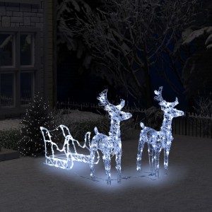 Decoração de Natal Alces e trenó acrílico 160 LEDs 130 cm D