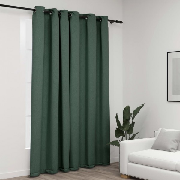 Cortina opaca com ojalos look de linho verde 290x245 cm D