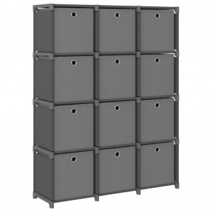 Estantería de 12 cubos con cajas tela gris 103x30x141 cm D