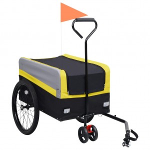 Remolque y carrito de bicicleta XXL 2 en 1 amarillo gris negro D