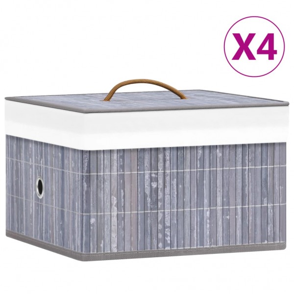 Cajas de almacenaje con tapas 4 uds tela gris 32x32x32 cm