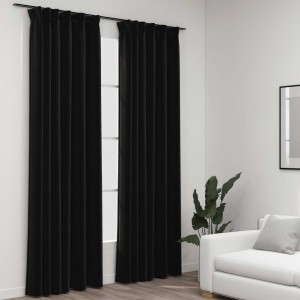 Cortinas opacas ganchos look de linho 2 pzas anthracite 140x245cm D