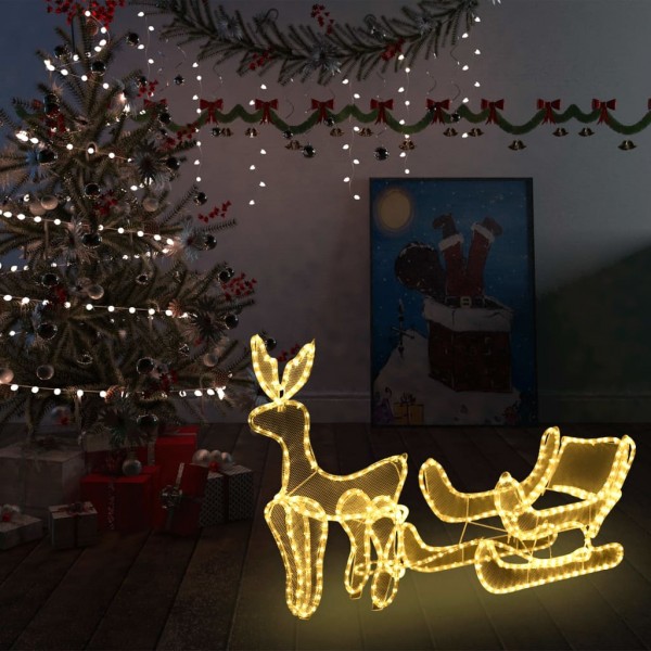 Luces de Navidad de reno y trineo con malla 432 LEDs D
