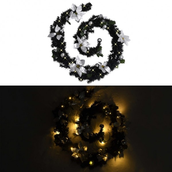 Guirnalda de Navidad con luces LED PVC negro 2.7 m D