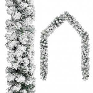 Guirnalda de Navidad con nieve flocada verde 5 m PVC D