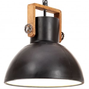 Lâmpada pendente industrial redonda 25 W preto 30 cm E27 D