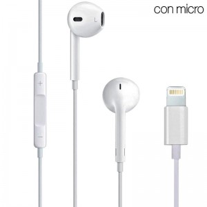 Auriculares Blancos Stereo Con Micro iPHONE 7 / 8 / X (Lightning Bluetooth) D
