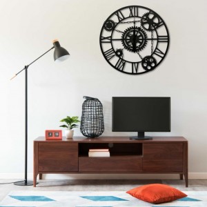 Reloj de pared de metal marrón 80 cm D