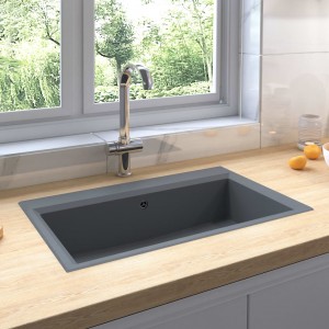 Fregadero de cocina con rebosadero granito gris D