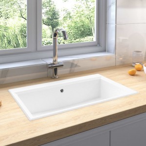 Fregadero de cocina con rebosadero granito blanco D