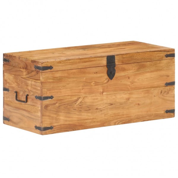 Baúl de madera maciza de acacia 90x40x40 cm D