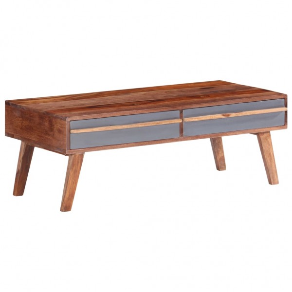 Mesa de centro madera maciza de sheesham gris 110x50x40 cm D