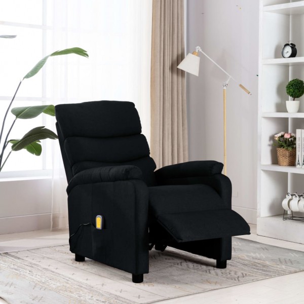 Sillón de masaje reclinable de tela negro Sillón de masaje reclinable de tela negro D