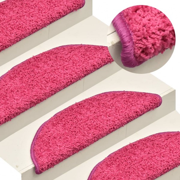 Alfombras de peldaños de escalera 15 uds rosa 65x21x4 cm D