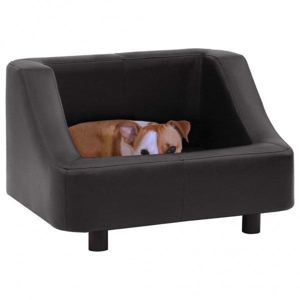 Sofá para perros cuero sintético negro 67x52x40 cm D