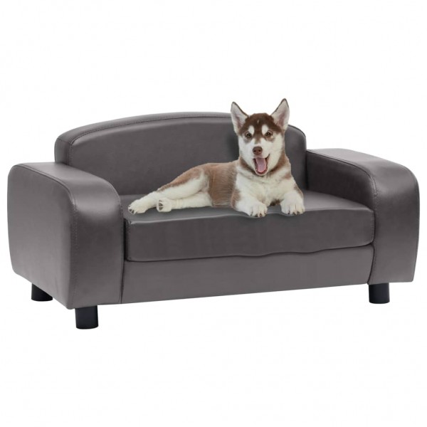 Sofá para perros cuero sintético gris 80x50x40 cm D