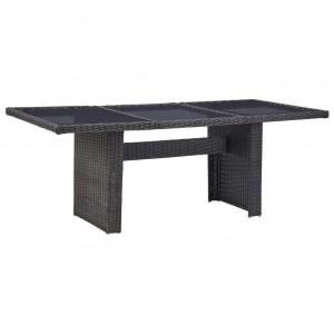 Mesa comedor jardín vidrio ratán sintético negro 200x100x74 cm D