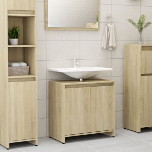 Armario de baño madera contrachapada color roble 60x33x61 cm D