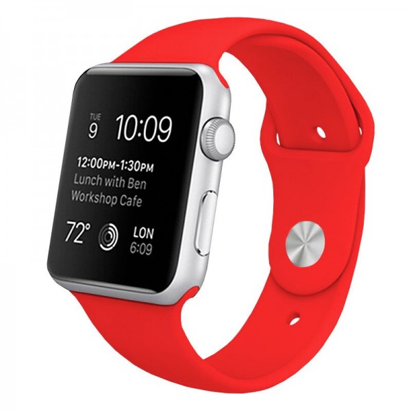 Cintura Apple Watch Series 1 / 2 / 3 / 4 / 5 / 6 / SE (42 / 44 mm) Borracha vermelha D