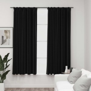 Cortinas opacas ganchos look de lino 2 pzas antracita 140x175cm D