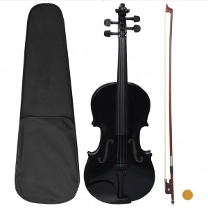 Juego completo de violín con arco y mentonera negro 4/4 D