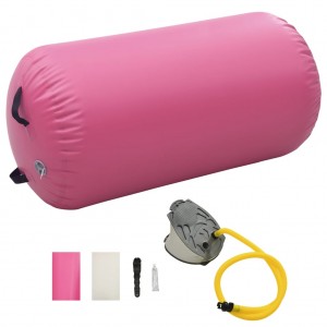 Rolo de ginástica inflável com bomba em PVC rosa 120x90 cm D