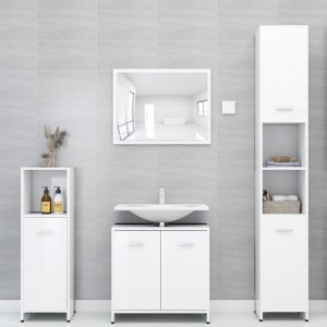 Set de muebles de baño 4 piezas aglomerado blanco brillante D