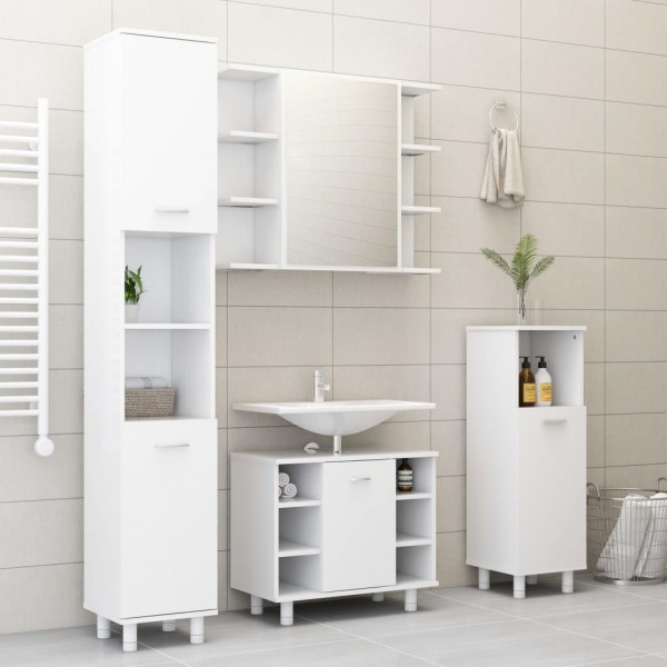 Conjunto de muebles de baño 4 piezas aglomerado blanco D