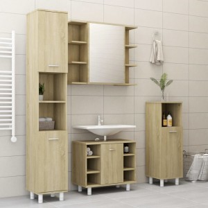Conjunto de móveis de banheiro de 3 peças em madeira de carvalho Sonoma D