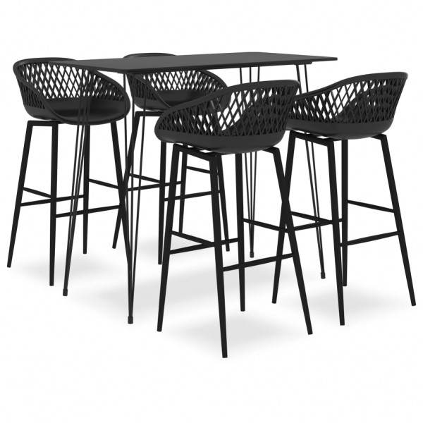 Mesa alta e bar stools 5 peças preto D