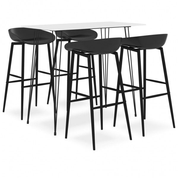 Mesa alta y taburetes de bar de 5 piezas blanco y negro D