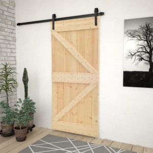Puerta corredera con herrajes madera maciza de pino 80x210 cm D
