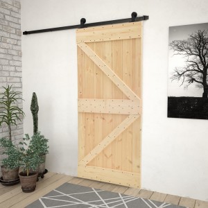 Puerta corredera con herrajes madera maciza de pino 90x210 cm D