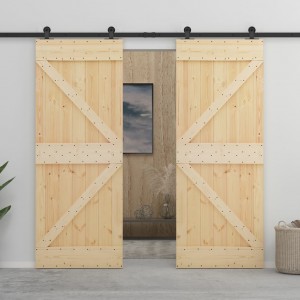 Puerta corredera con herrajes madera maciza de pino 90x210 cm D