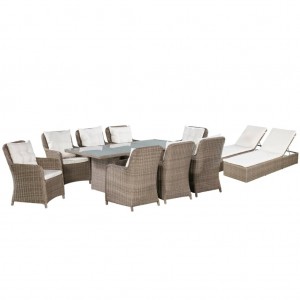 Set de muebles de jardín 11 piezas ratán sintético marrón D