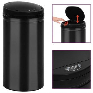 Cubo de basura con sensor automático 50L acero al carbono negro D