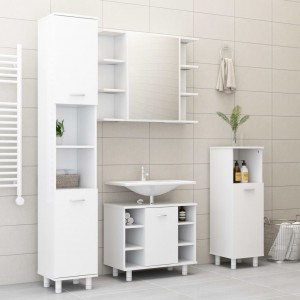 Armario de baño madera contrachapada blanco 30x30x179 cm D