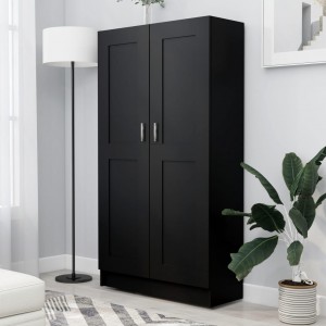 Armario de libros madera contrachapada negro 82.5x30.5x150 cm D