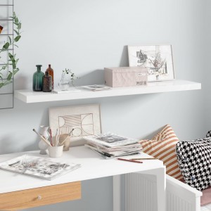 Estante flutuante de parede branca brilhante MDF 120x23,5x3,8 cm D