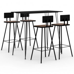 Mesa alta y taburetes de bar 5 piezas negro D