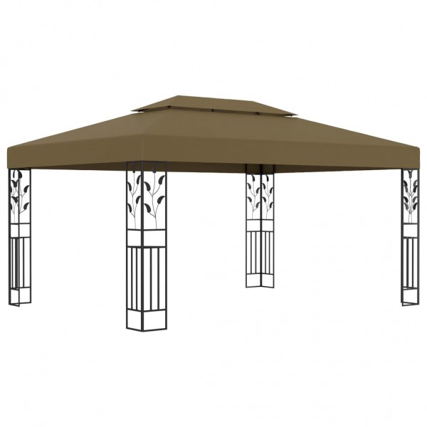 Cenador con doble techo gris taupe 3x4m 180 g/m² D