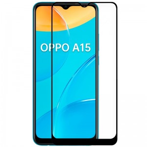 Protetor de cristal temperado COOL para Oppo A15 / A15s (FULL 3D Preto) D