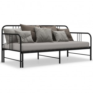 Estructura de sofá cama extraíble metal negro 90x200 cm H