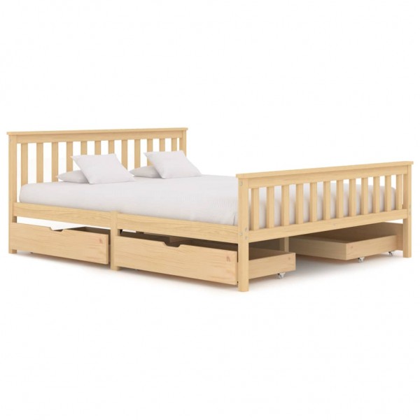 Estructura de cama con 4 cajones madera maciza pino 160x200 cm D